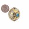 The Bead Chest Turqouise Blue Inlaid Afghan Brass Bead Pendant (30x26mm)